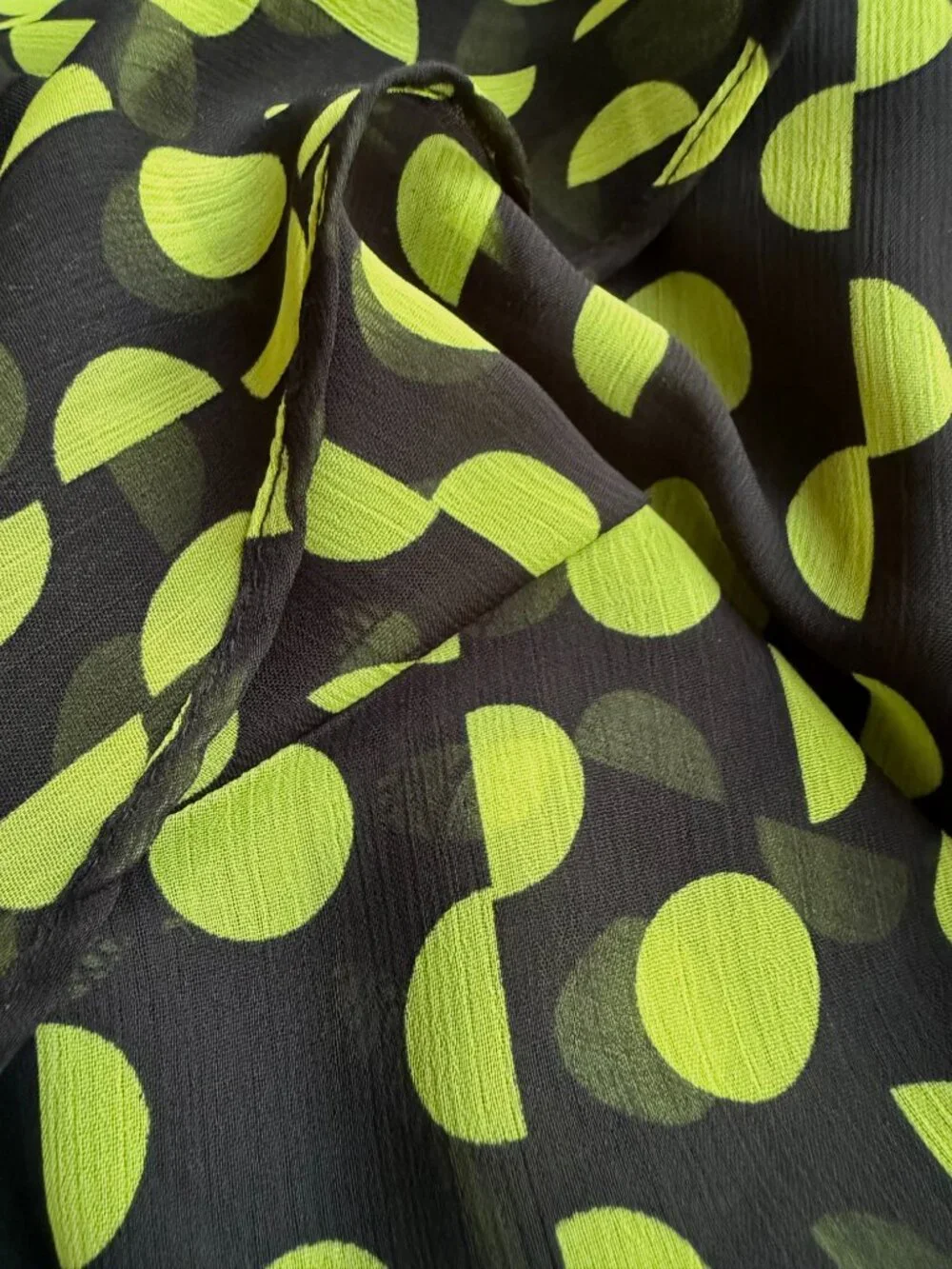 Polka Dot Midi Skirt Green Black Abstract Dots A-Line Flowy (8)
